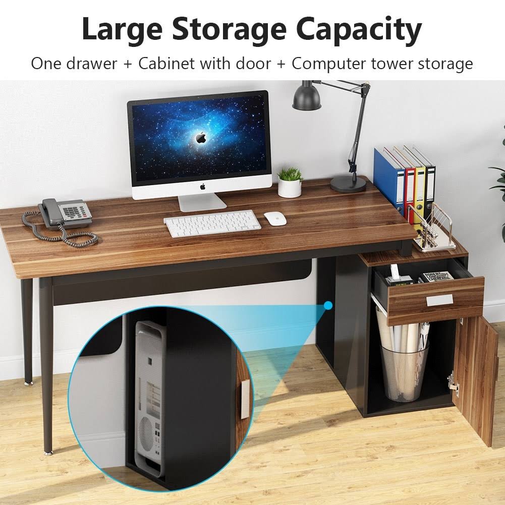 55 inch Computer Desk with Drawers and Storage Cabinet N607