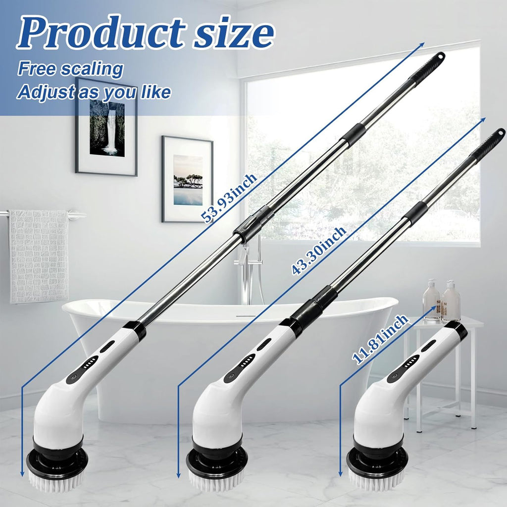 Cordless Electric Scrubber with 8 Replaceable Brush Heads D869