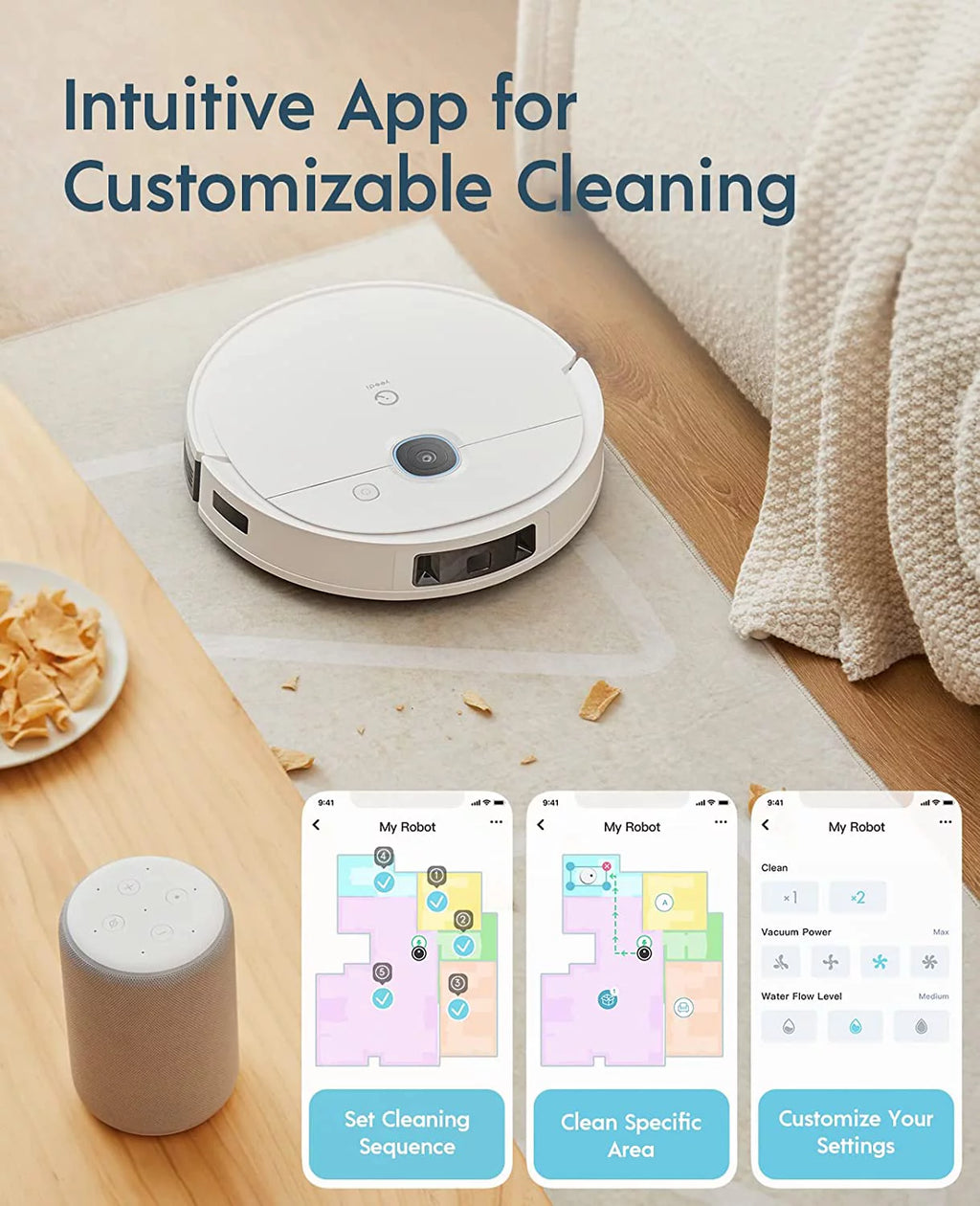 Robot Vacuum and Mop Combo with 3000Pa Suction and 240min Runtime H2776