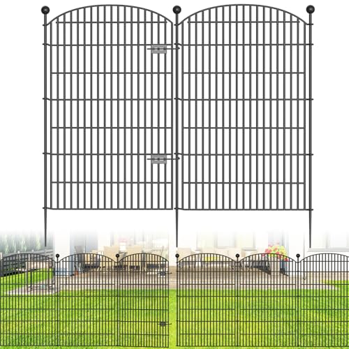 10 Panels No Dig Decorative Garden Fence 40 in x 23.6 ft Rustproof Metal Fencing I6727