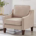 Taupe Velvet Accent Chair with Wooden Legs O731711