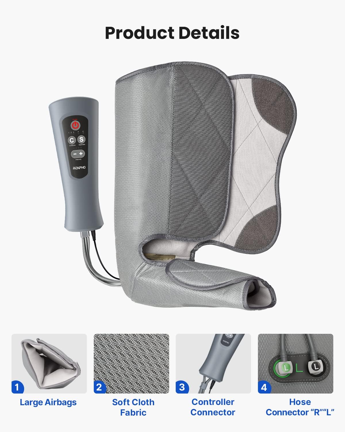 Leg Massager for Foot and Calf with 5 Modes 4 Intensities Z33673