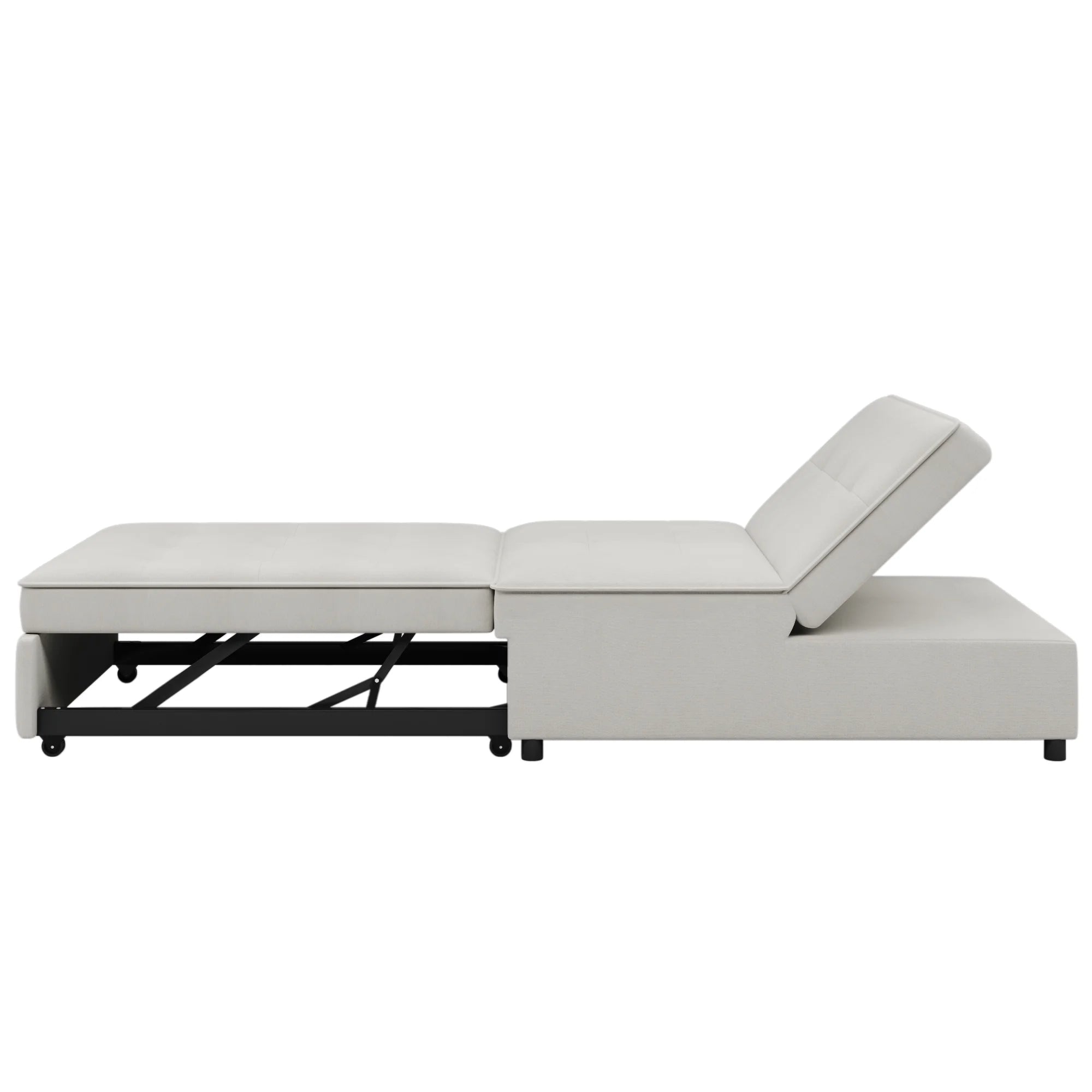 White 4-in-1 Folding Ottoman Bed with Storage Pocket and USB Port X75383