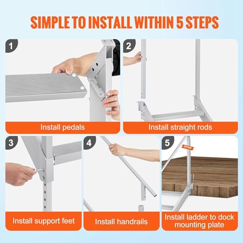 4 Step Aluminum Dock Steps with Nonslip Pedals T9173