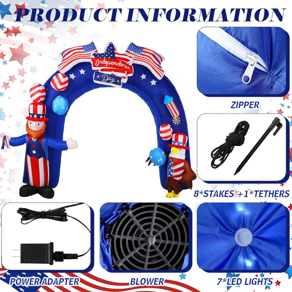 8Ft Inflatable Arch American Flag Patriotic Outdoor Decor C391669