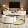 Round Nesting Coffee Table Set of 2 with Drawers W586060