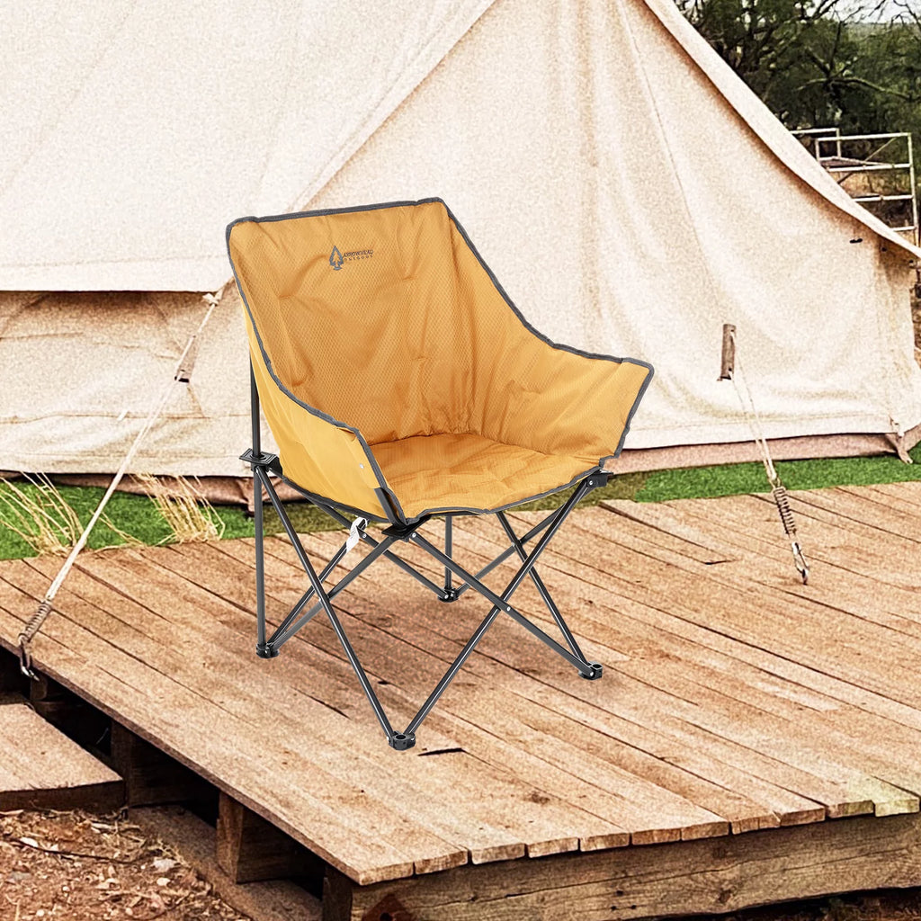 Tan Portable Folding Steel Frame Camping Chair with Carrying Bag T37425