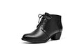 Women's Ankle Boots Lace-up Round Toe Low Heel Booties with Side Zipper S9362