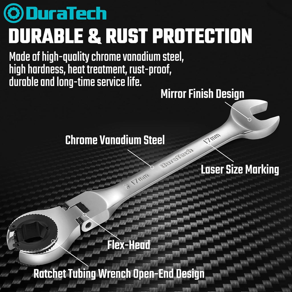 6-Piece Metric Ratcheting Wrench Set with Open Flex-head, 10-17mm, CR-V Steel, with Organizer Bag H70268
