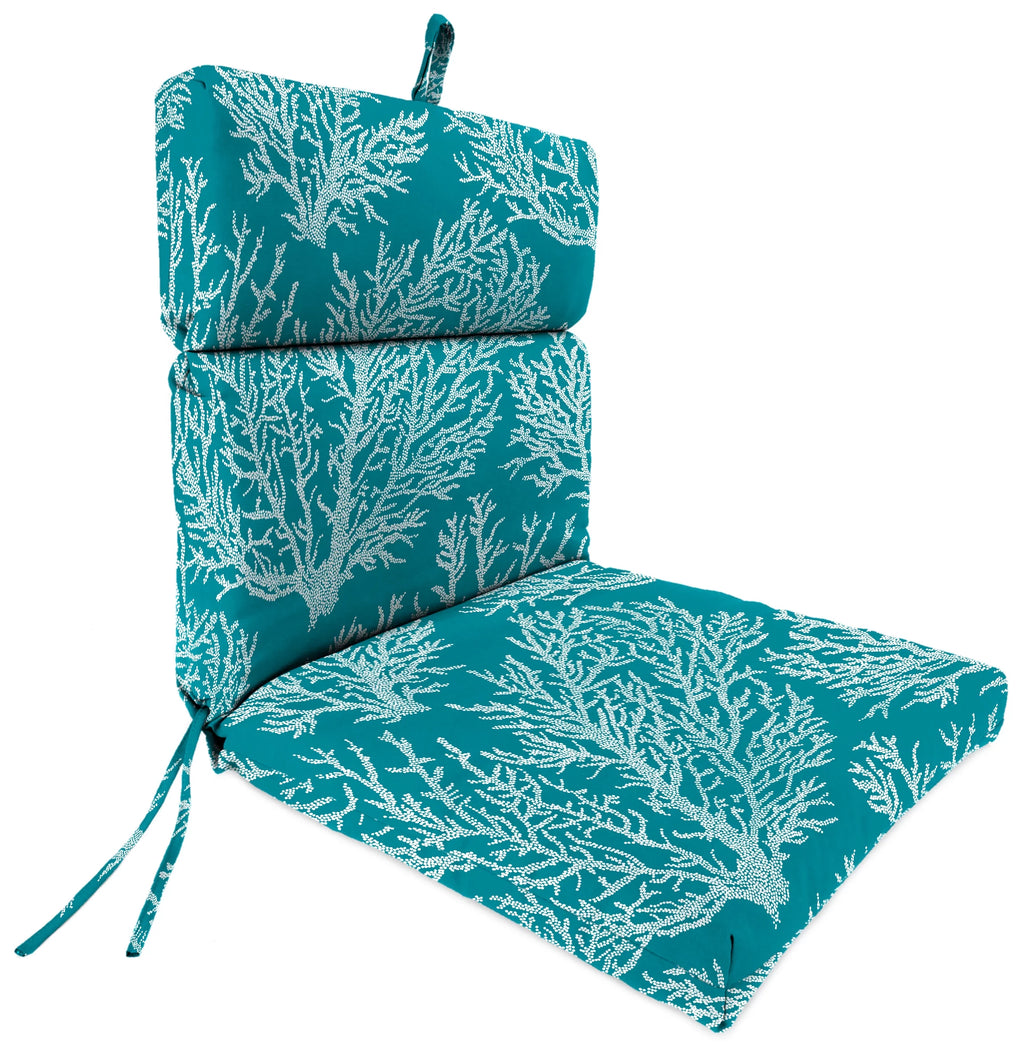 44" x 22" Seacoral Turquoise Nautical Rectangular Outdoor Chair Cushion with Ties and Hanger Loop M84720
