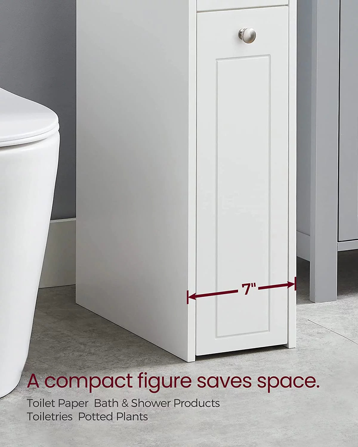 White Slim Bathroom Storage Cabinet with Slide Out Drawers T7001