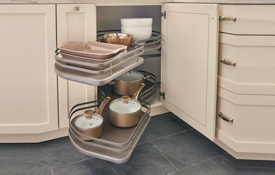 Gray Blind Corner Cabinet Organizer R405