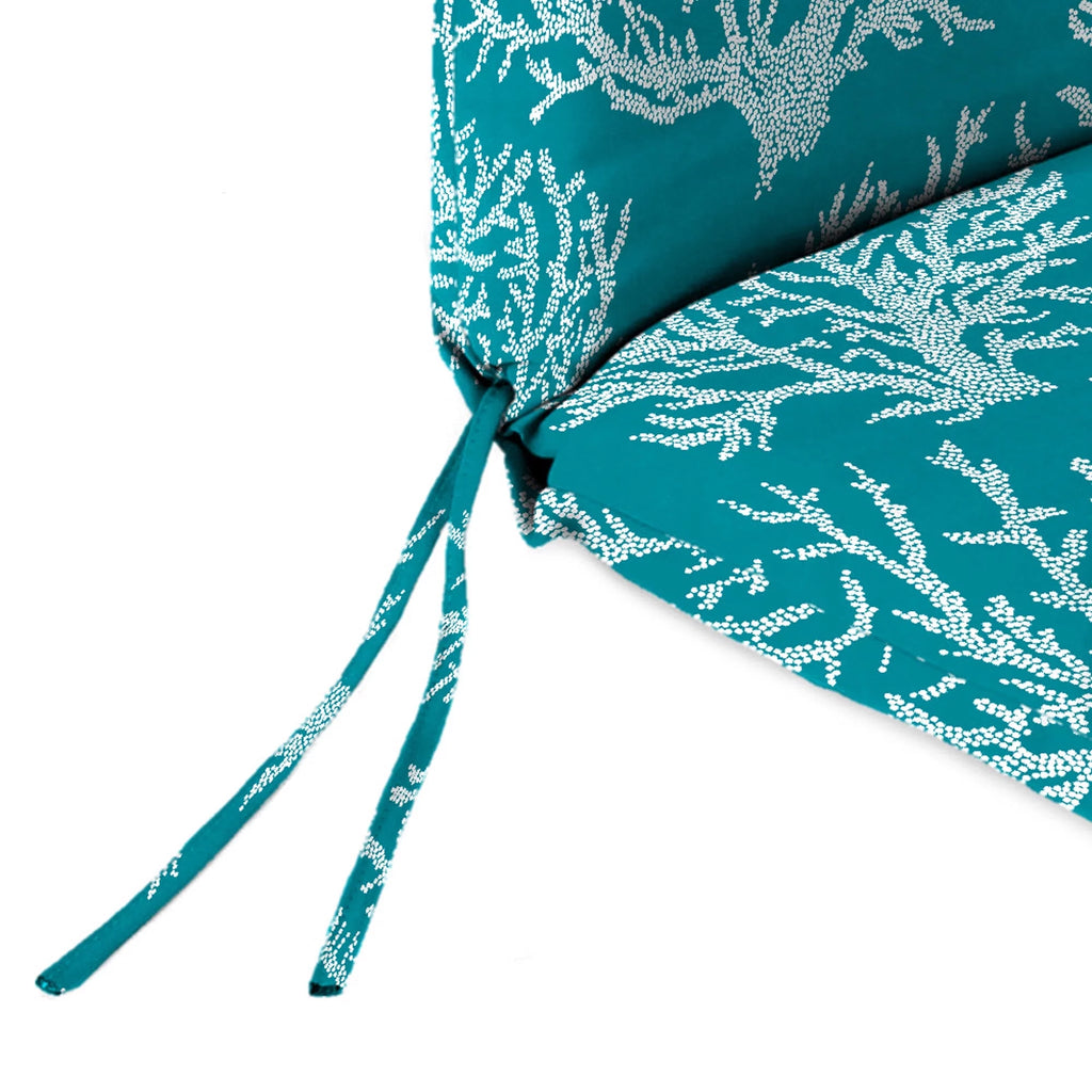 44" x 22" Seacoral Turquoise Nautical Rectangular Outdoor Chair Cushion with Ties and Hanger Loop M84720