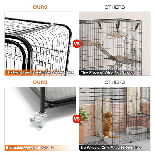 3-Tier Metal Cat Cage with Wheels R4399