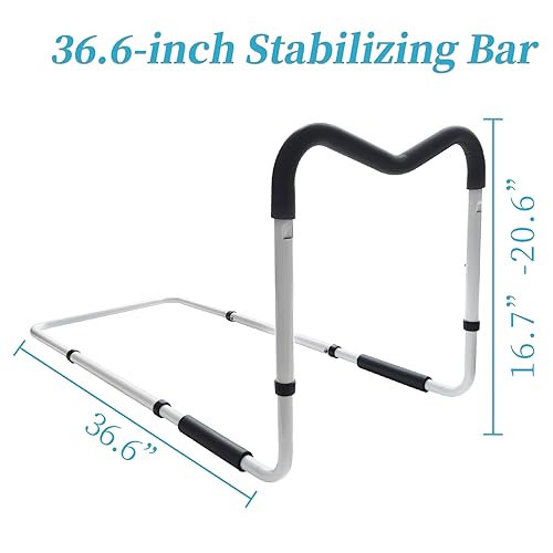 White Adjustable Bed Rail with Storage Pocket F95626