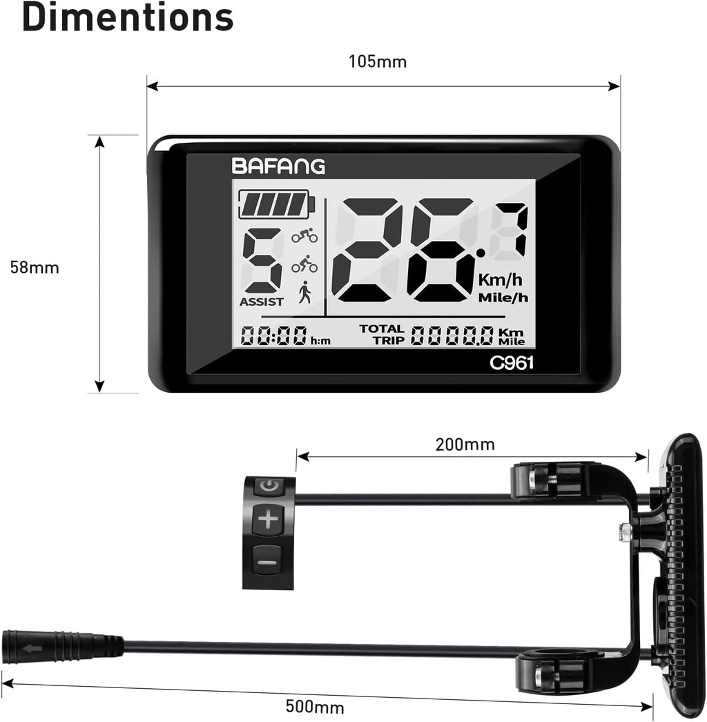 eBike Display for BAFANG Motor Electric Bike Computer with PAS UART Protocol S891