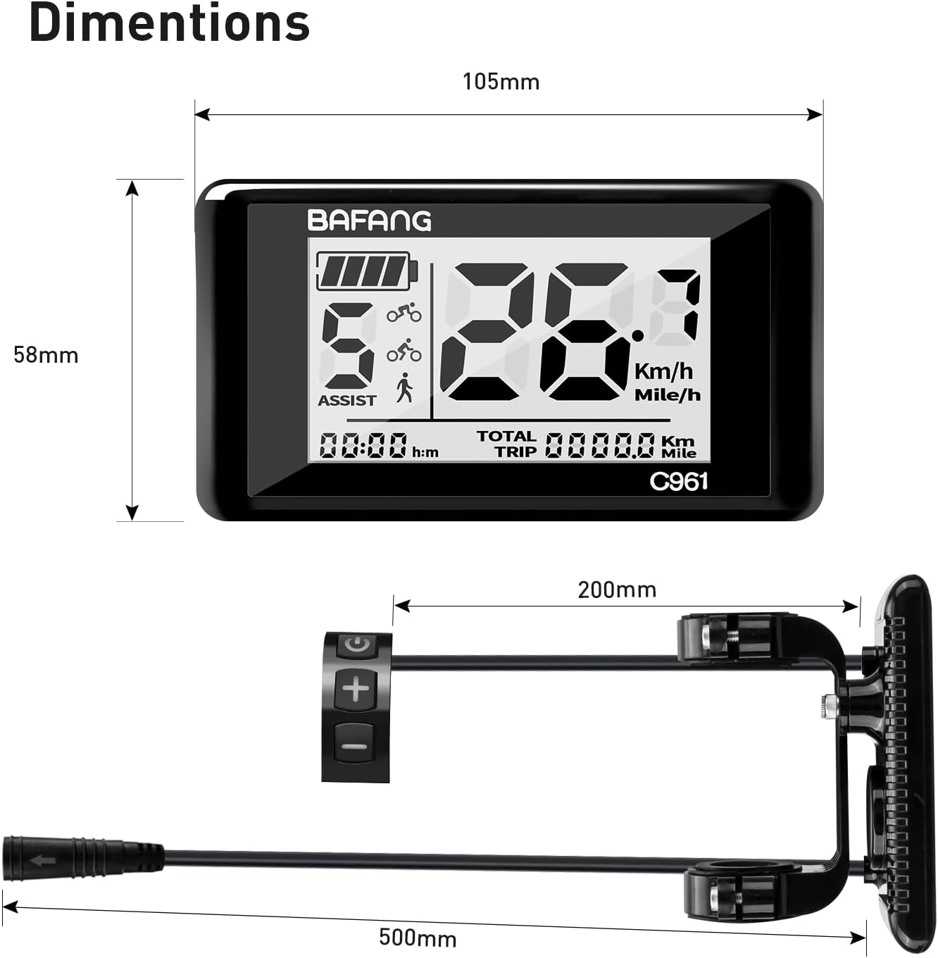 eBike Display for BAFANG Motor Electric Bike Computer with PAS UART Protocol S891
