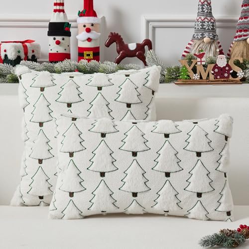 Dark Green 18x18 Inch Set of 2 Plush Faux Fur Throw Pillow Covers Z84815