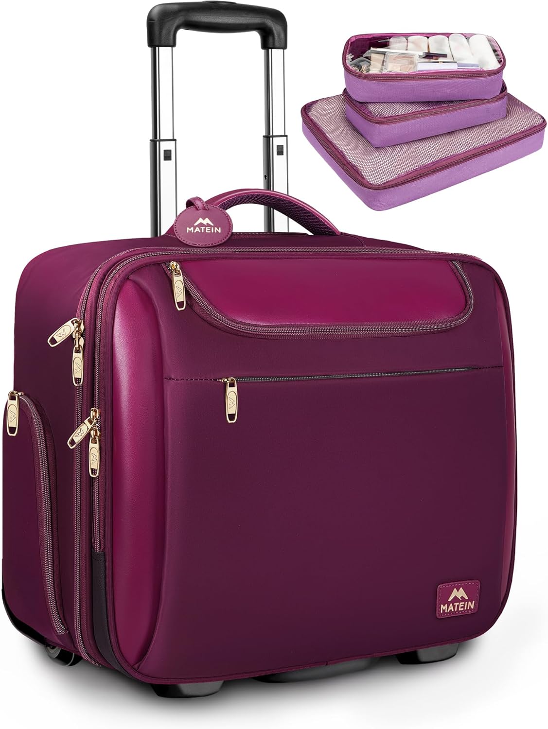Large 17 Inch Purple Rolling Laptop Travel Bag with Wheels K814