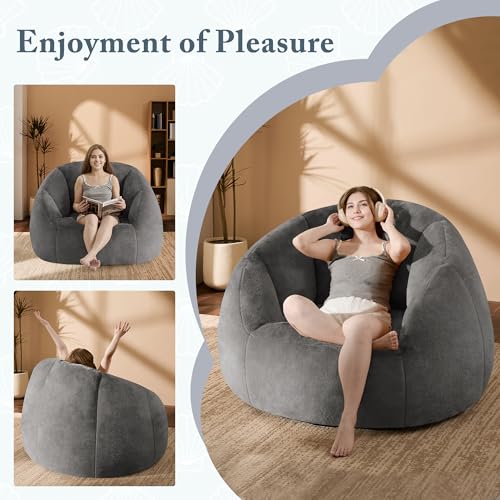 Beige Oversized Bean Bag Chair E904222
