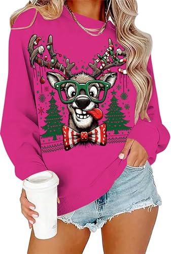 Oversized Reindeer Graphic Sweatshirts T763