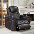 Brown Power Recliner with Power Adjustable Headrest, Wireless Charging Device, USB Port, Storage Arms, Cup Holder and Swivel Tray Table J52197
