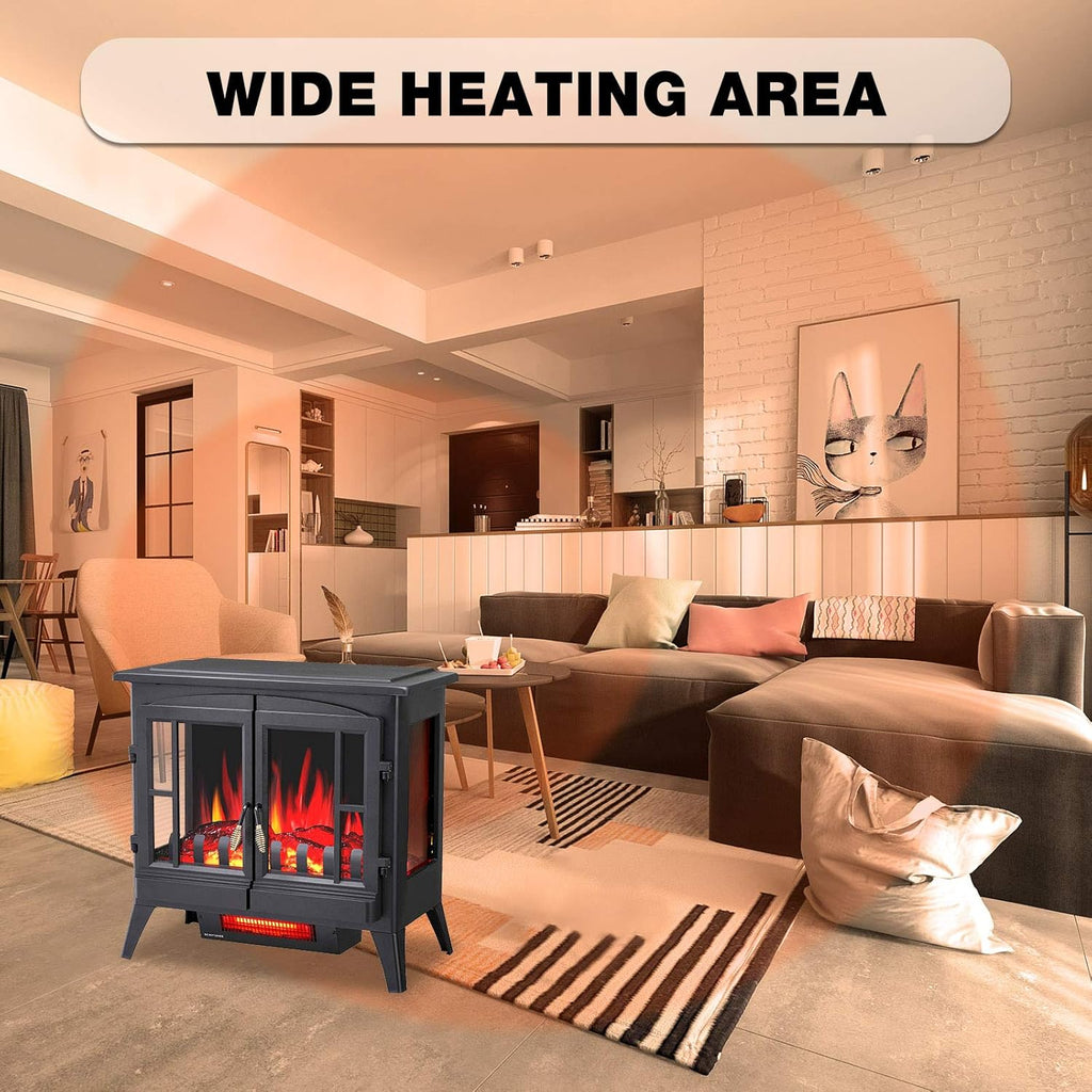 3D Infrared Electric Fireplace Stove, Freestanding Fireplace Heater, 1000W/1500W N691372