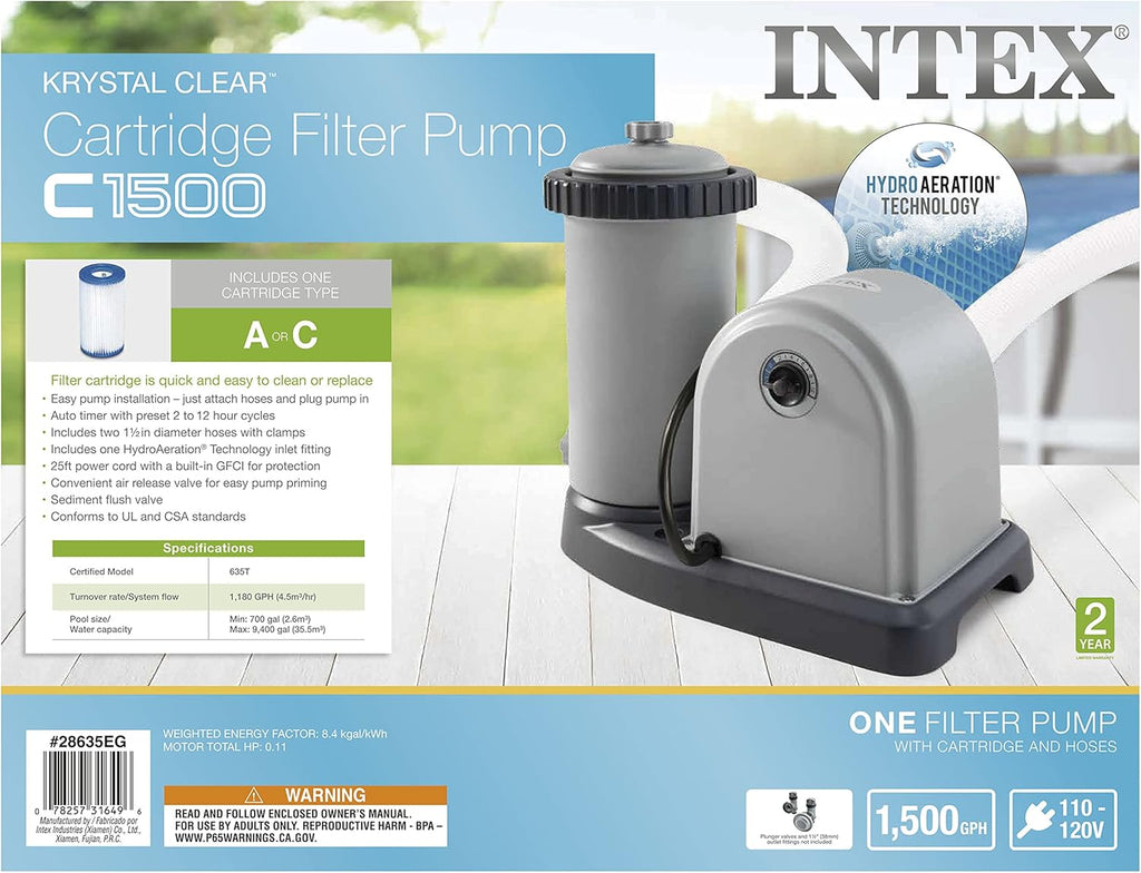 1500 GPH Cartridge Filter Pump for Above Ground Pools R5417