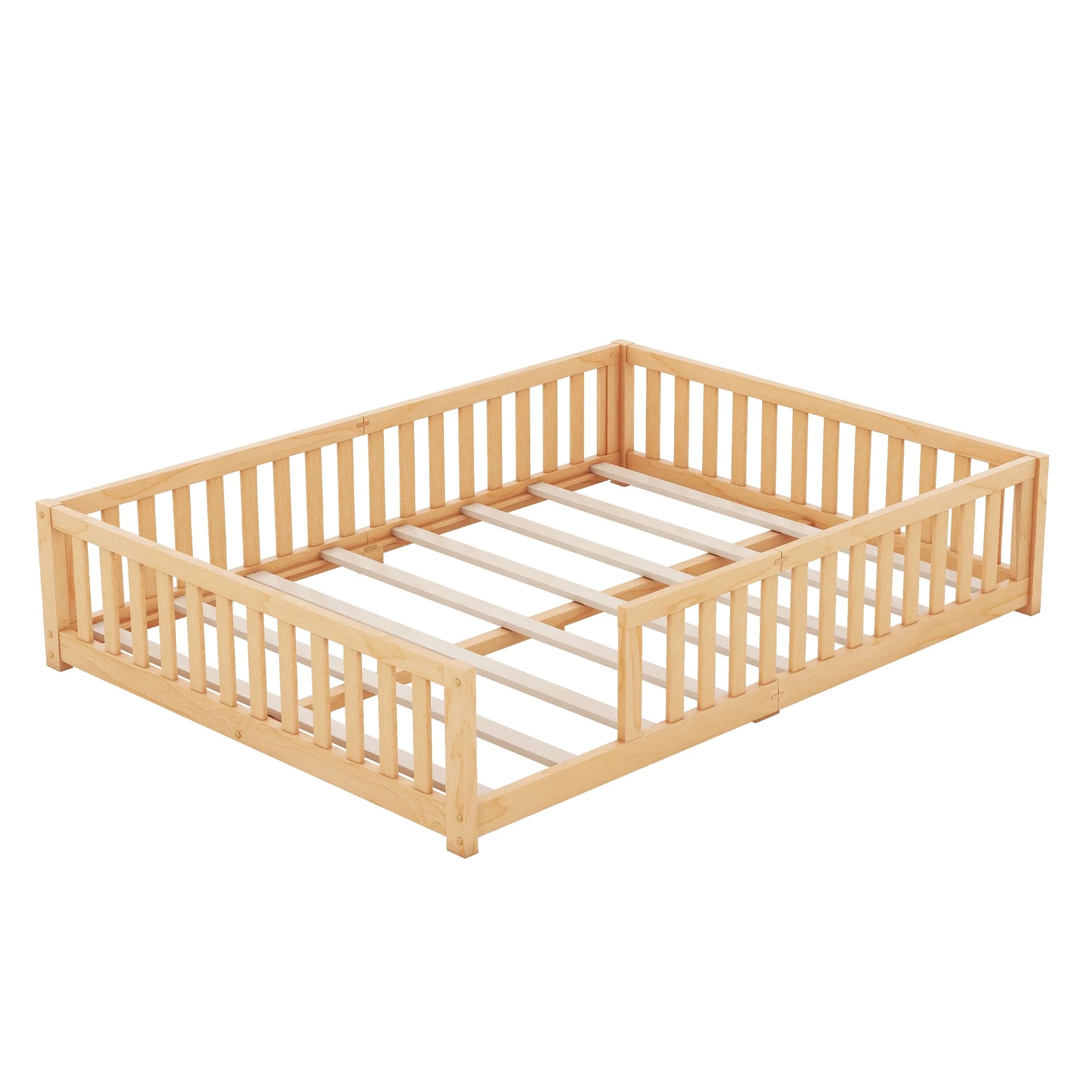 Queen Size Bed Floor Bed with Safety Guardrails G352115