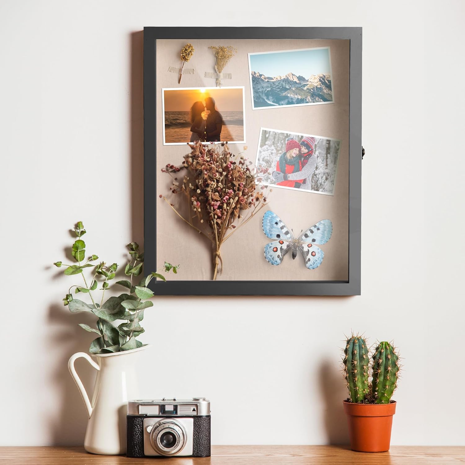 Black 16x20 Shadow Box Display Case with Door and Metal Lock N50384