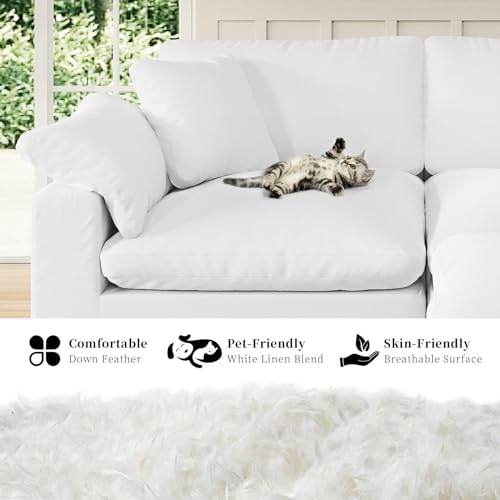White Linen Oversized Modular Sectional Sofa N65068