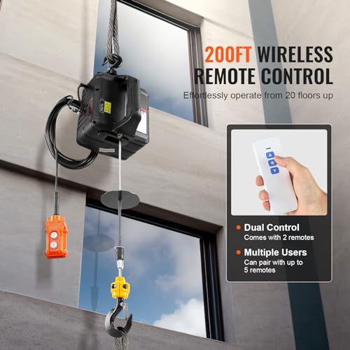 440 lbs Lifting Capacity Electric Hoist with Wireless Remote Control K3445