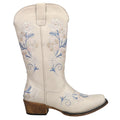 Womens Floral Embroidery Snip Toe Casual Boots Mid Calf Low Heel Q511532