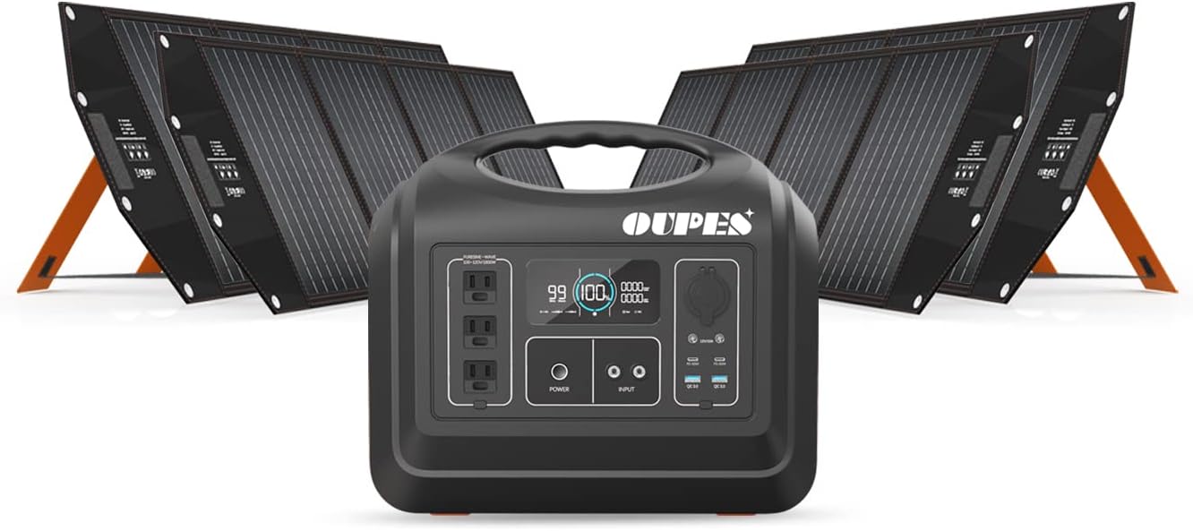 1488Wh 1800W Portable Power Station with 400W Solar Panel, LiFePO4 Battery Pack 3 AC Outlets Y917767