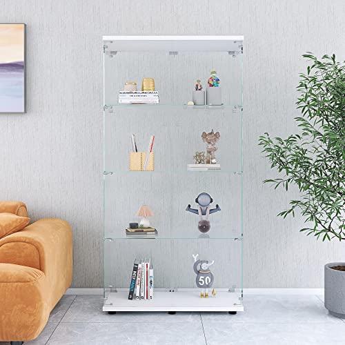 Black 4 Shelf Double Door Glass Display Cabinet K9367