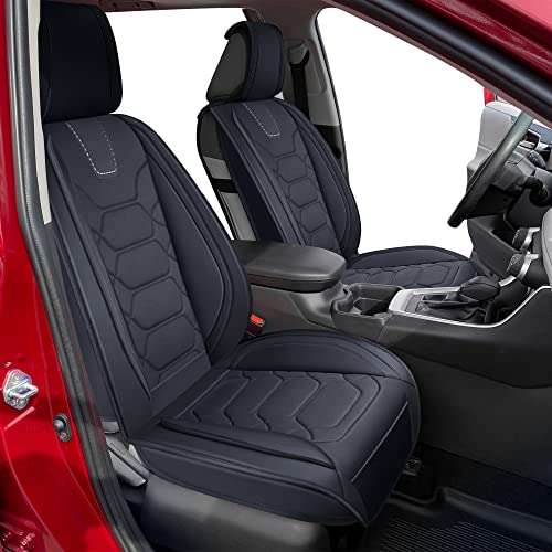 Black Leather Seat Covers for RAV4 (Sport Front Pair, Black&Gray) K941013