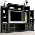 White TV Stand with Storage Bridge and Glass Door Cabinet X2391