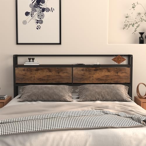 Queen Size LED Headboard with Storage and USB R694