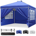 Blue 10x10 Pop Up Canopy Tent with Removable Sidewalls and Mesh Windows W260