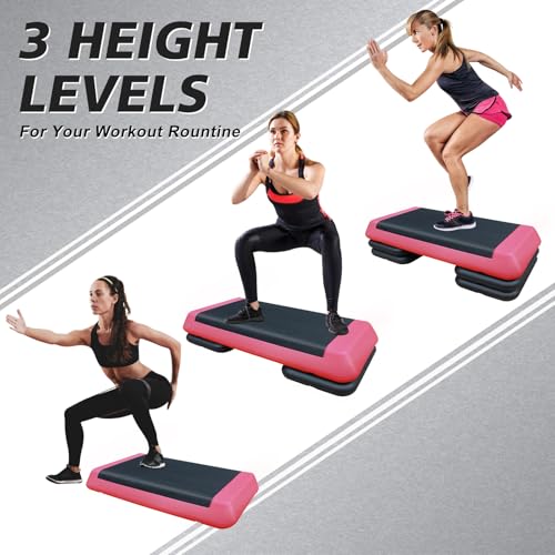 28.5'' Adjustable Aerobic Step Platform with 4 Risers (Red Grey) V90753