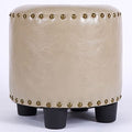 Gray Round Rivet Footrest Pu Ottoman Q9916