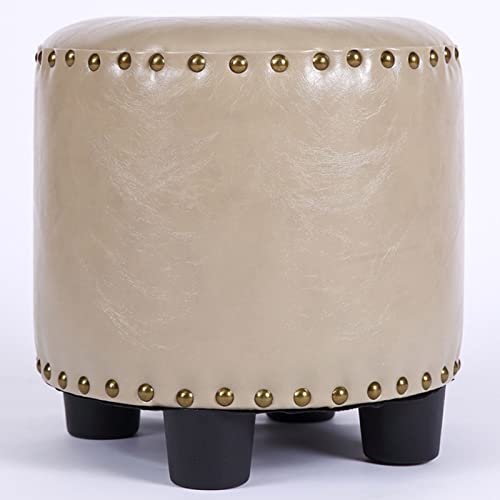 Gray Round Rivet Footrest Pu Ottoman Q9916