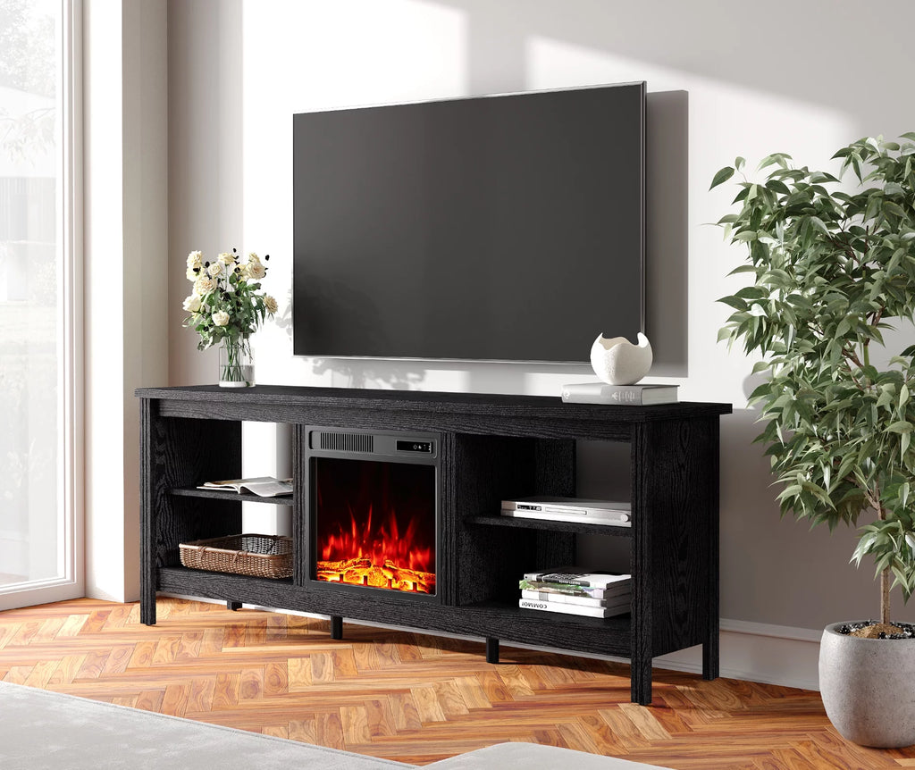 Black Entertainment Center with Electric Fireplace Z5610