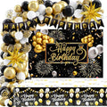 121PCS Happy Birthday Party Supplies Including Backdrop, Balloon Arch Kit, Tablecloth, Banner E6575