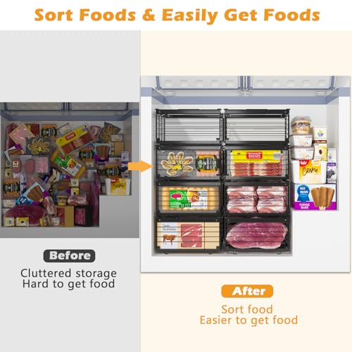 2 Pack Expandable Metal Freezer Organizer Bins with Handle E98535