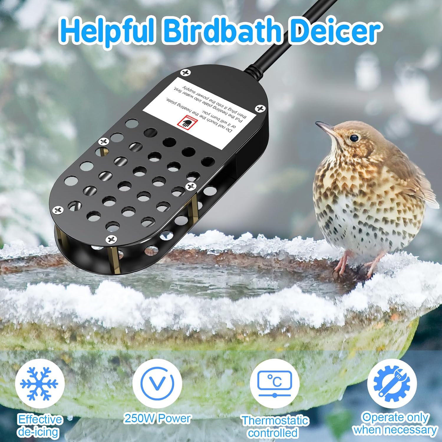 250W Thermostatically Controlled Chicken Waterer Heater I963008