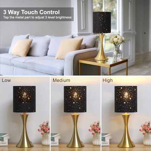 Beige Shade Cream Base 3 Way Touch Control Table Lamp Y2526