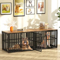 Black 76" Wooden Double Dog Crate with 4 Doors C27963