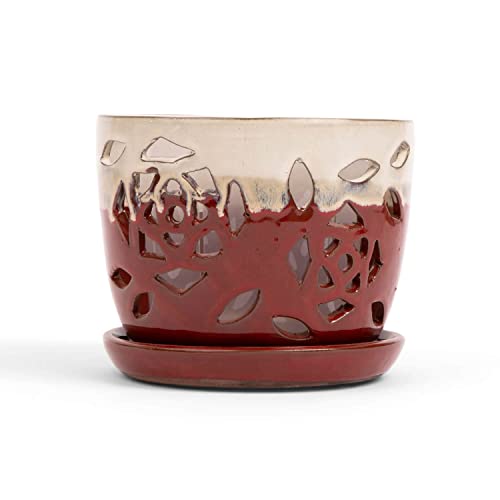 5 inch Ceramic Orchid Pot with Holes T34372