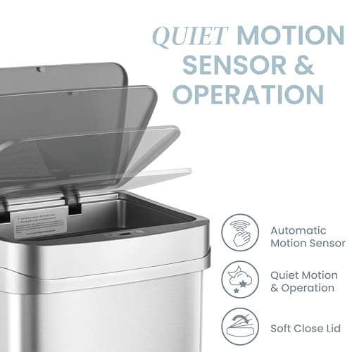 13 Gallon Stainless Steel Automatic Kitchen Trash Can F376